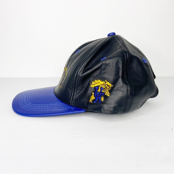 Vtg Kentucky Wildcats Genuine Leather Snapback Hat Cap Adjustable Made In USA - Picture 2 of 4